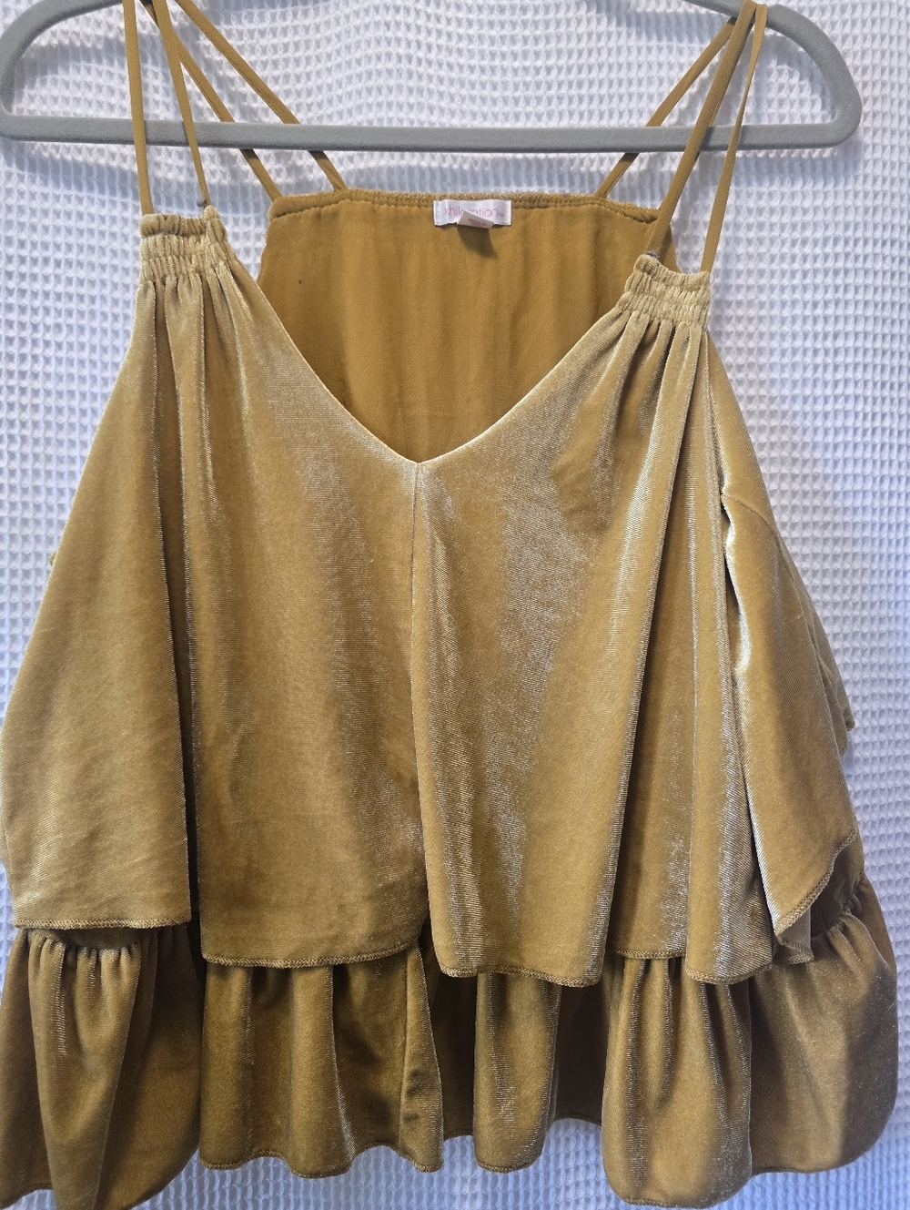 Boho-Chic Art Deco Pallete Flowy Golden Velvet Retro Top Velour